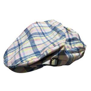 Janie & Jack Plaid Easter Newsboy Beanie Hat Sz 2T - 3 Boys Blue Pink Yellow